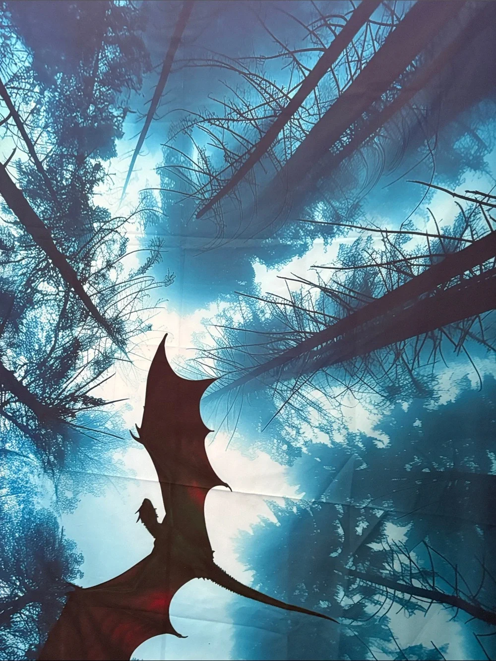 Forest Dragon Tapestry Wall Art - Teal Blue